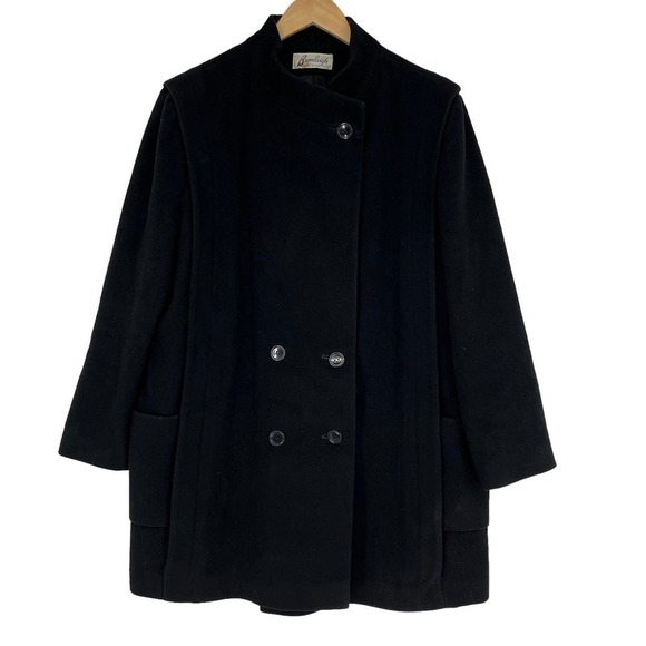 Vintage 80’s Bromleigh Wool Peacoat ILGWU Union Made Black Large - Picture 1 of 12